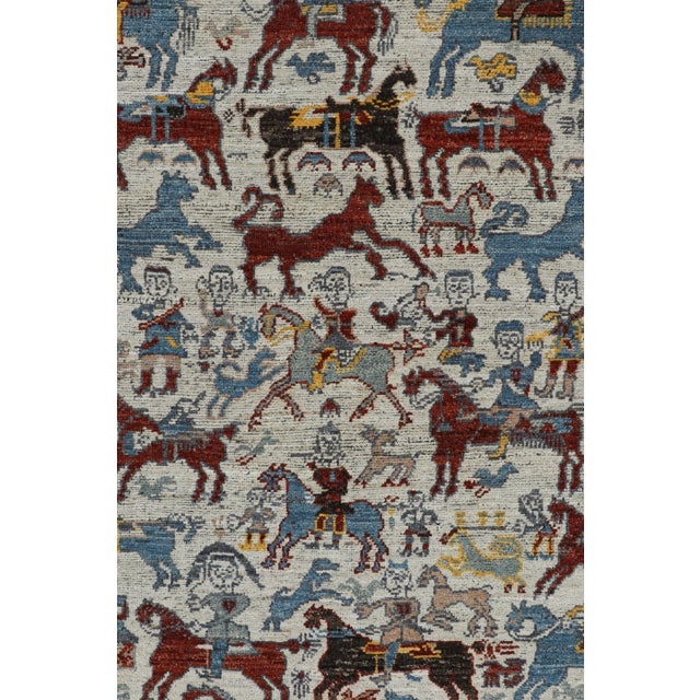 Modern Rug & Kilim’s Modern Caucasian Rug With Colorful Horse and Rider Pictorials For Sale - Image 3 of 7