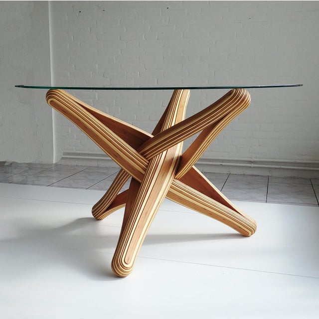 Wood Lock D Bamboo Dining Table Base by Jan Paul For Sale - Image 7 of 13