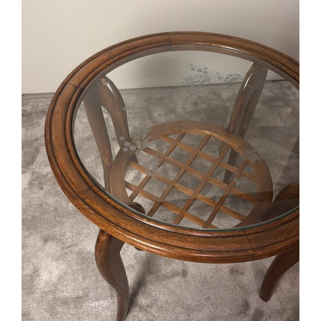 Mid 20th Century Paolo Buffa Style Art Deco Italian Walnut Side Table With Beveled Glass Top For Sale - Image 14 of 18