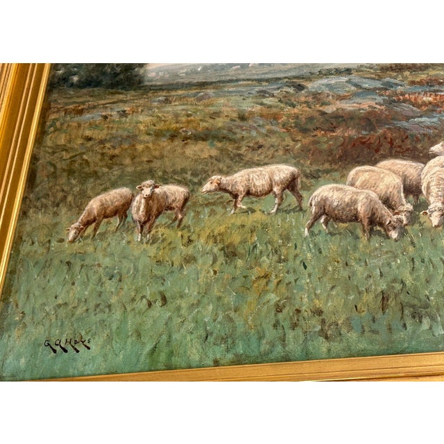 G. A. Hays American Sheep Pasture Landscape Oil Painting, Circa 1900. For Sale - Image 12 of 13