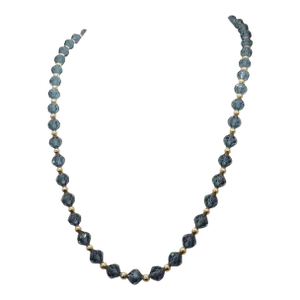Vintage 1950s Signed Napier Goldtone Blue Faceted Beads Single Strand Necklace