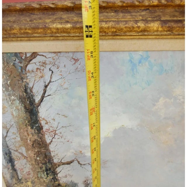 Mid 20th Century Mid 20th Century Impressionist Style Rustic Landscape Oil Painting by Willi Bauer, Framed For Sale - Image 5 of 13