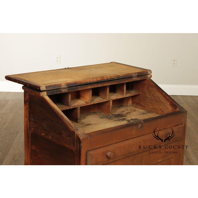Antique Country Pine Slant Front Schoolmaster’s Desk For Sale - Image 16 of 18