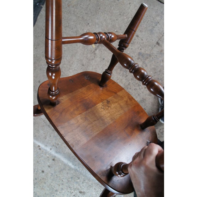 Late 20th Century 2 Amish Oak High Spindle Bow Back Windsor Dining Armchairs For Sale - Image 12 of 13