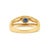 14k Yellow Gold Blue Sapphire & Diamond Split Shank Modern Ring Size 8 For Sale - Image 10 of 16
