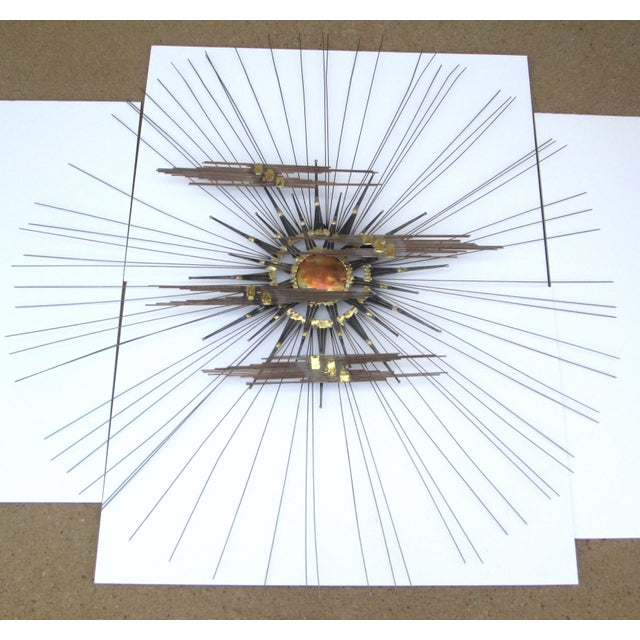 Mid-Century Modern Mid Century Modern Metal Wall Art Sun and Clouds For Sale - Image 3 of 10