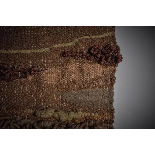 1970s Hand Woven Textured Wall Tapestry, Belgium, 1970s For Sale - Image 5 of 11