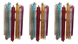 Bold Colorful Murano Glass Wall Lamps, Set of 3