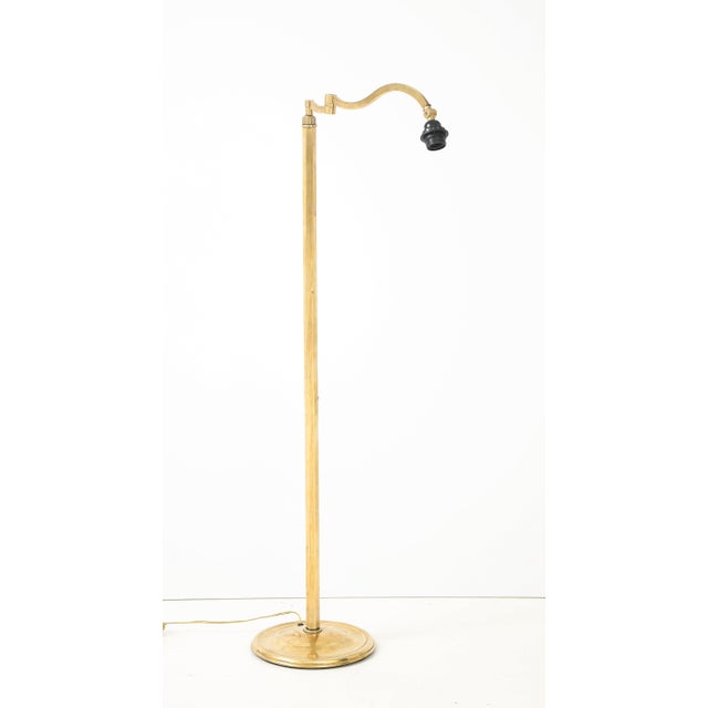 Gold 1950s Mid-Century Modern Solid Brass Swing Arm French Floor Lamp For Sale - Image 8 of 12