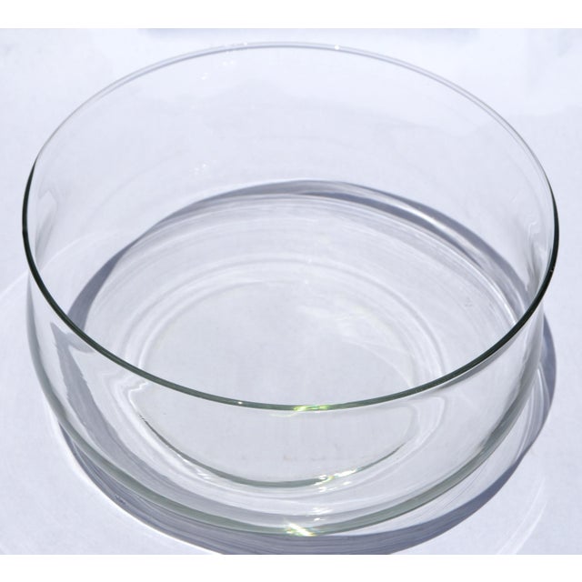 Art Deco Style Large Clear Wide Hand Blown Crystal Bowl Serving Piece For Sale - Image 11 of 13