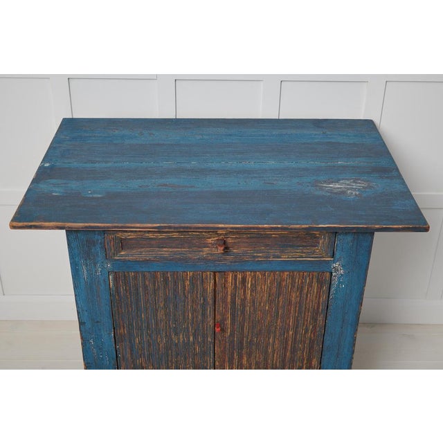 Small Antique Swedish Blue Folk Art Sideboard For Sale - Image 10 of 14