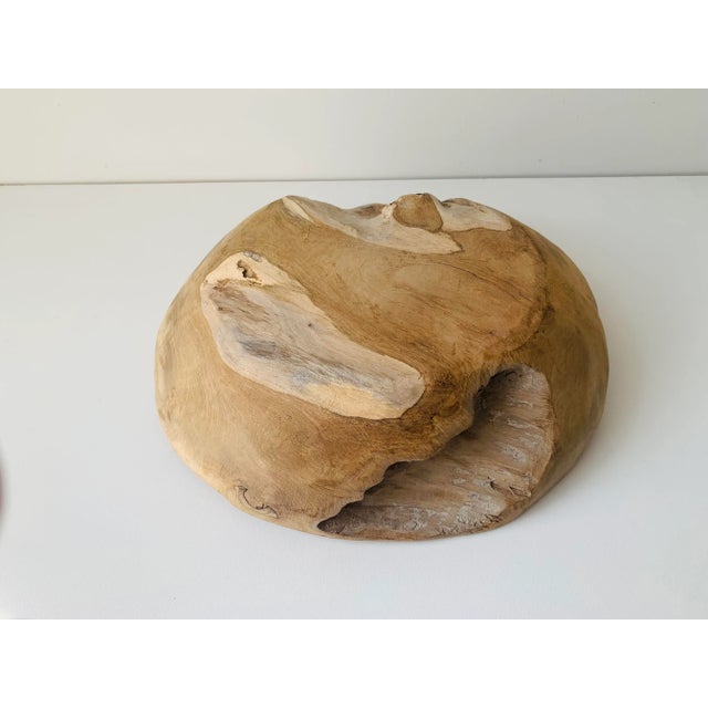 Wood Organic Hand Cut Artisan Large Natural Wooden Bowl For Sale - Image 7 of 8