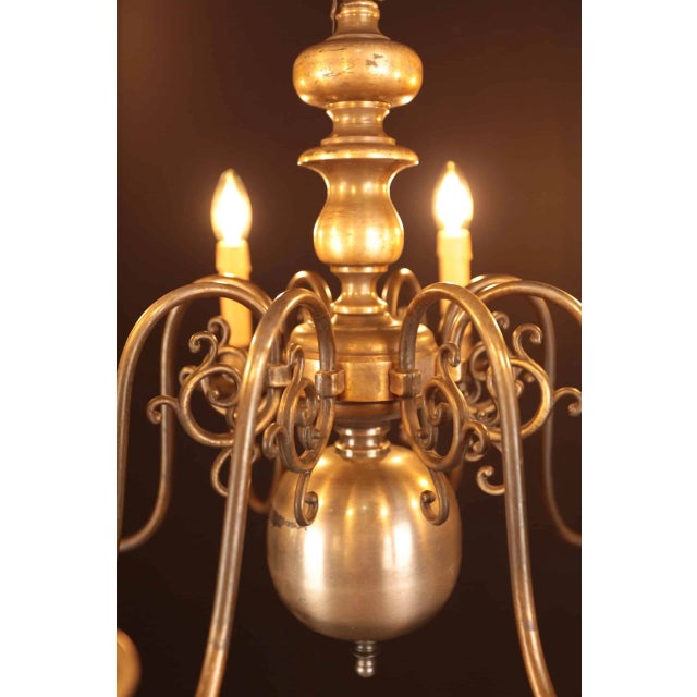 Antique Bronze Eight-Arm Chandelier For Sale - Image 4 of 5