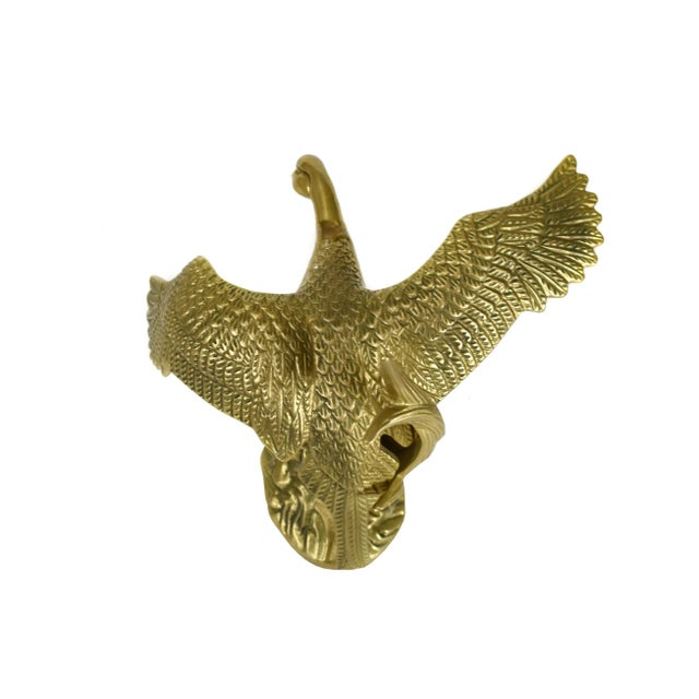 Metal Vintage Handmade Solid Brass Open Wings Flying Goose Swan Duck Bird on Grass Figurine For Sale - Image 7 of 9