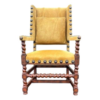 Spanish Revival Studded Armchair For Sale