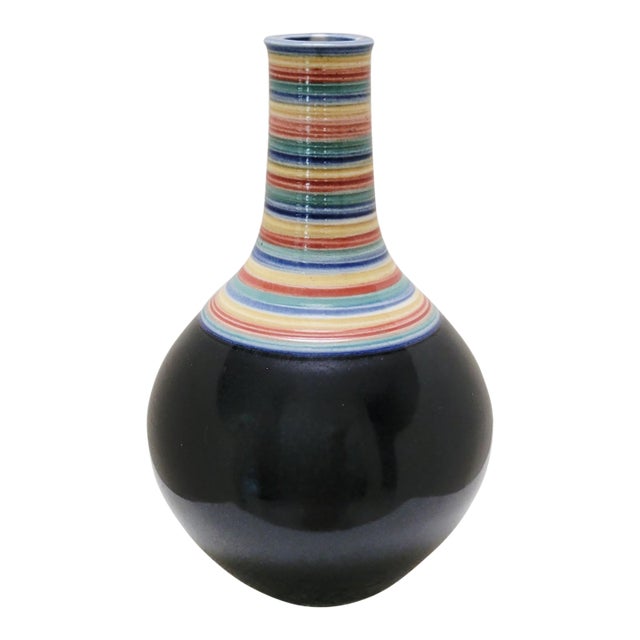 Vintage Rainbow Neck Gourd Vase Studio Pottery For Sale