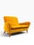 A sculptural Italian two-seat settee from the 1950s, fully restored and reupholstered in a rich saffron velvet. The...