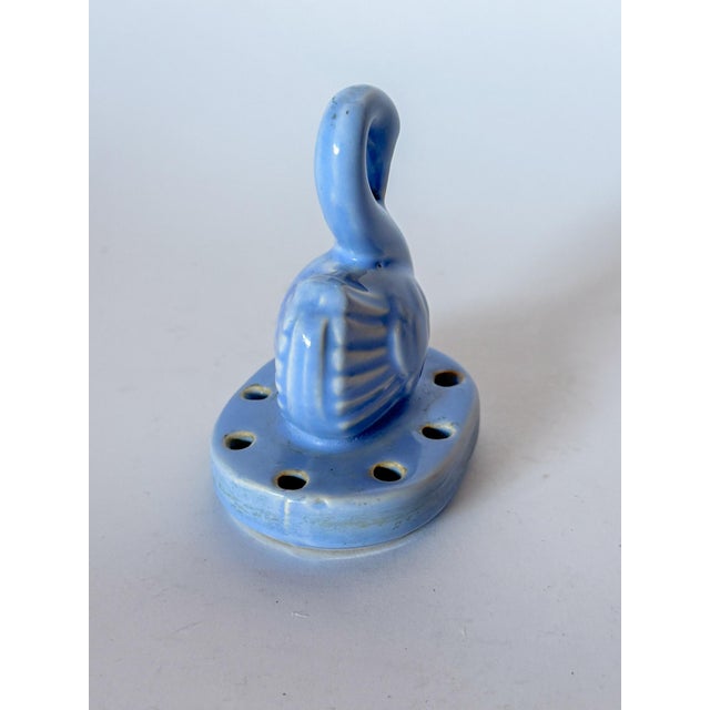American Vintage Perwinkle Swan Flower Frog by Shawnee Pottery For Sale - Image 3 of 7