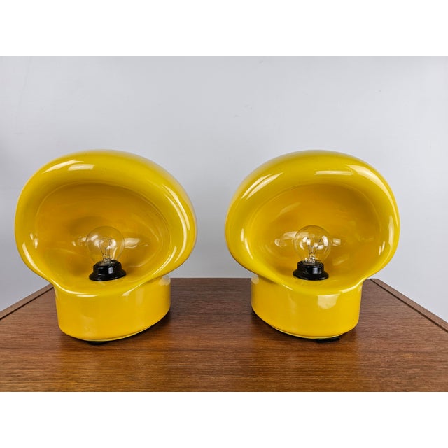 Set of very rare table lamps by Enzo Biolo for Il Picchio. Beautiful vibrant colour. Near mint condition. Organic shapes...