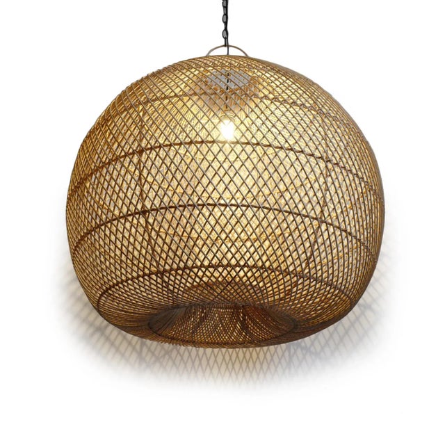 2020s Rattan Donut Globe Pendant Light Large For Sale - Image 5 of 12