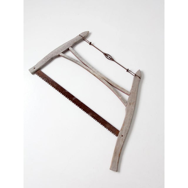 Brown Antique Primitive Wooden Buck Saw For Sale - Image 8 of 12