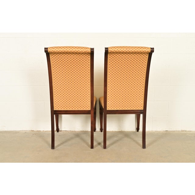 Baker Furniture Style Regency Carved Mahogany and Gold Gilt Side Chairs or Dining Chairs, Pair For Sale - Image 11 of 13