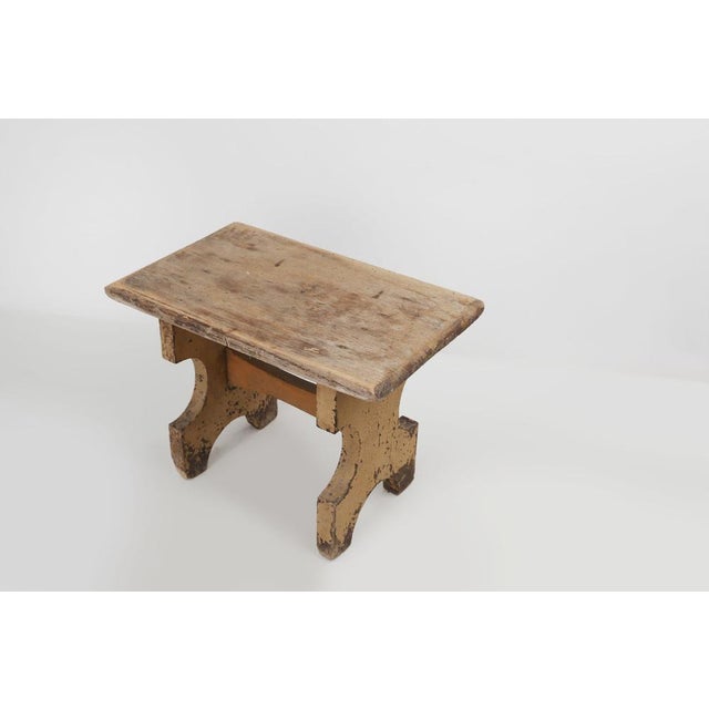 Wood Rustic Low Stool in Painted Wood, France, 1900 For Sale - Image 7 of 12
