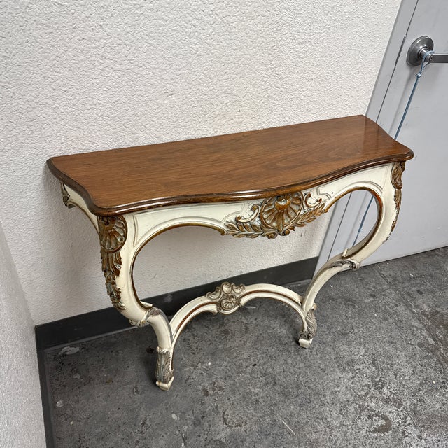 Rococo Rococo Style Carved Wood Console Table, Vintage For Sale - Image 3 of 11