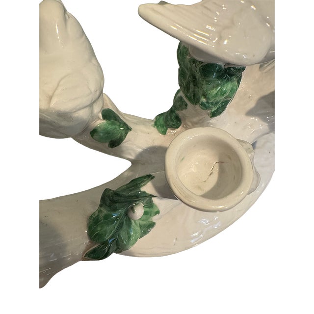 Ugo Zaccagnini Italian Bird & Branch Ceramic Candelabra, Circa 1930s–40s For Sale - Image 10 of 17