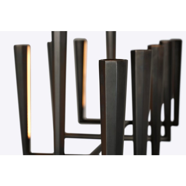 Black Thomas O'Brien for Visual Comfort Signature Galahad Large Linear Chandelier in Bronze For Sale - Image 8 of 12