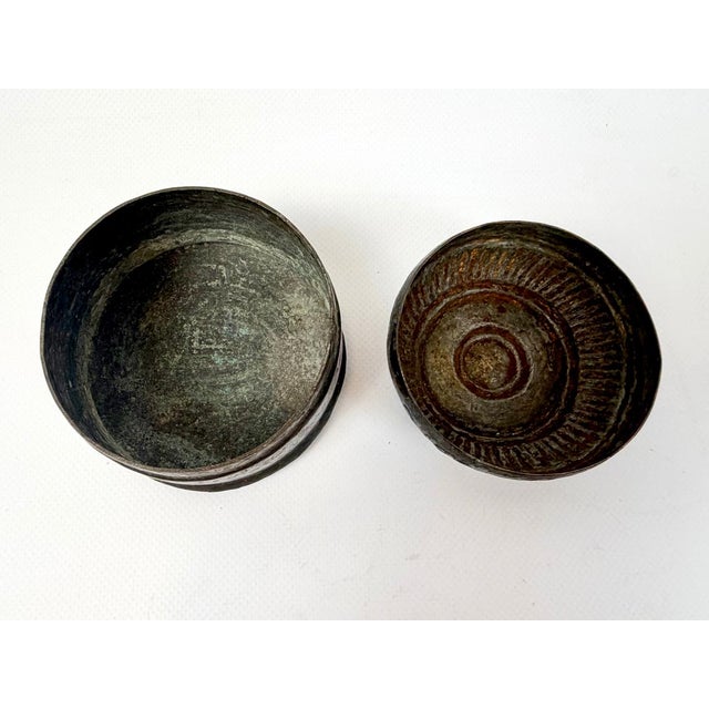 Antique Islamic Berber Copper Henna Box with Fluted Lid, 1890s For Sale - Image 6 of 10