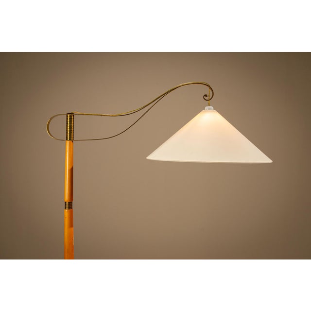 Floor Lamp in Wood and Brass, Sweden, 1940s For Sale - Image 11 of 14