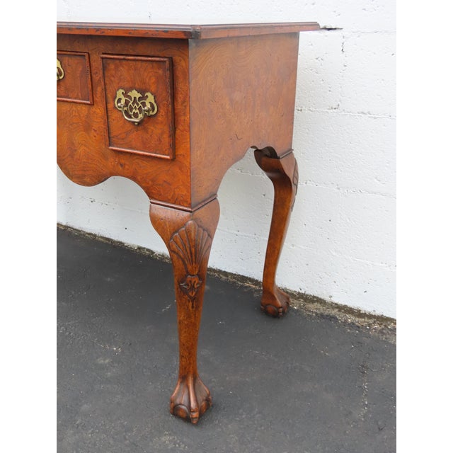 Brown Early 1900s Ball and Claw Feet Burlwood Writing Office Desk 6392 For Sale - Image 8 of 18