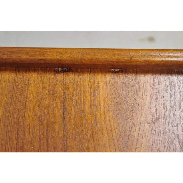 Vintage Mid Century Danish Modern Teak Wood 2 Tier Rolling Bar Cart Side Table For Sale In Philadelphia - Image 6 of 12