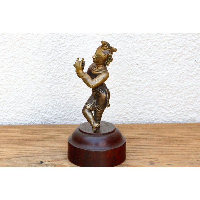 Captivating Indian Bronze Krishna on a Custom Stand For Sale - Image 4 of 8