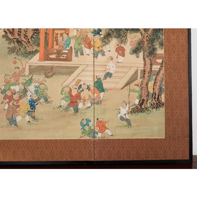 Kano School Four Panel Screen One Hundred Boys For Sale - Image 11 of 18