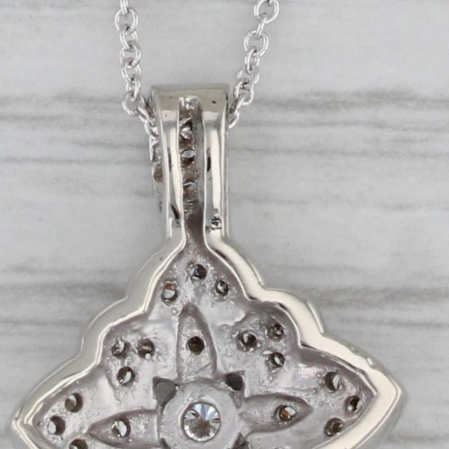 Modern 0.30ctw Diamond Flower Cluster Pendant Necklace 14k Gold 17.75" Cable Chain For Sale - Image 3 of 7