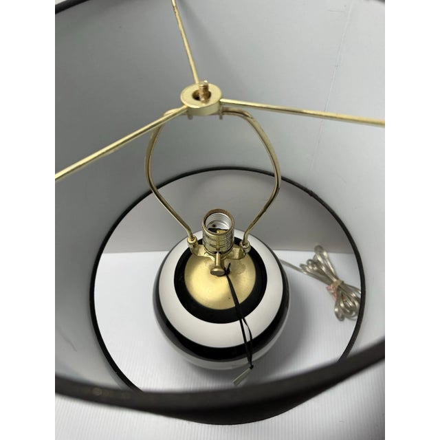Mid-Century Modern 1990s Kate Spade Black/ White Strip Table Lamp W Shade For Sale - Image 3 of 4