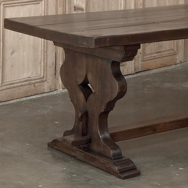 Antique Rustic Italian Style Trestle Farm Table For Sale - Image 9 of 17