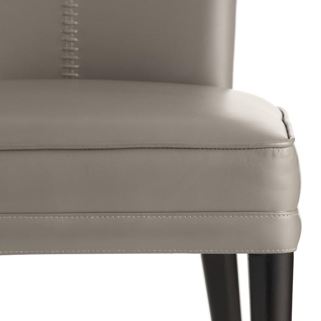 Traditional Arteriors Home Lincoln Gray Leather Dining Chair For Sale - Image 3 of 7
