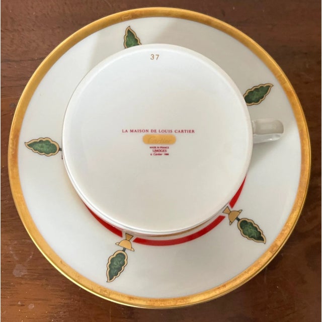 Vintage Cartier Limoges Porcelain Art Deco Style Panther Coffee or Tea Cup & Saucer For Sale - Image 9 of 13