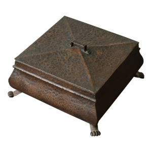 Vintage Hammered Copper Lidded Storage Box, Circa 1930s