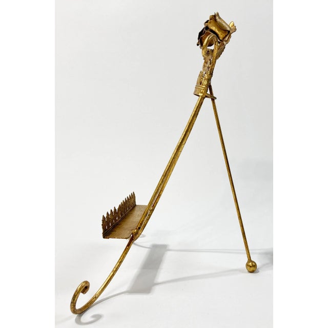 Mid 20th Century Vintage Italian Tole Gilt Rosette Table Easel For Sale - Image 5 of 7