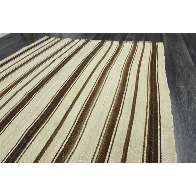 Textile Vintage Turkish Oushak Handmade Wool Cotton Beige Area Rug For Sale - Image 7 of 11