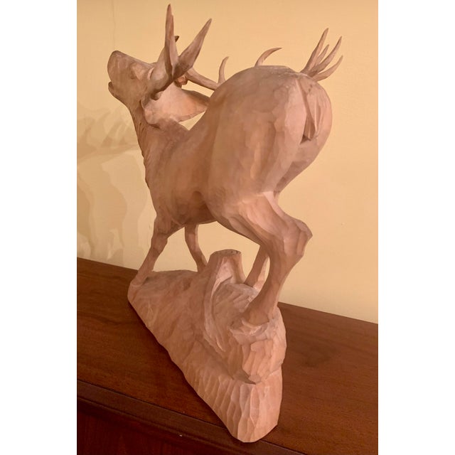 Mid 20th Century Mid 20th Century Large Black Forest Wooden Red Stag Carving For Sale - Image 5 of 12
