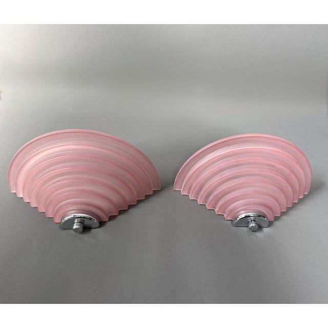 Postmodern Wall Sconces in Powder Pink Glass from Happy Lights, 1980s, Set of 2 For Sale - Image 9 of 9