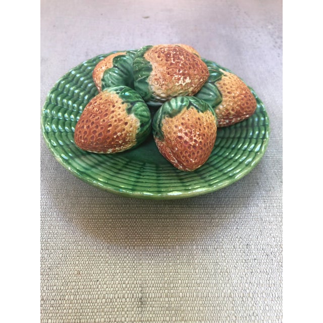 Traditional Trompe L’Oeil Dish of Strawberries, Portugal For Sale - Image 3 of 9