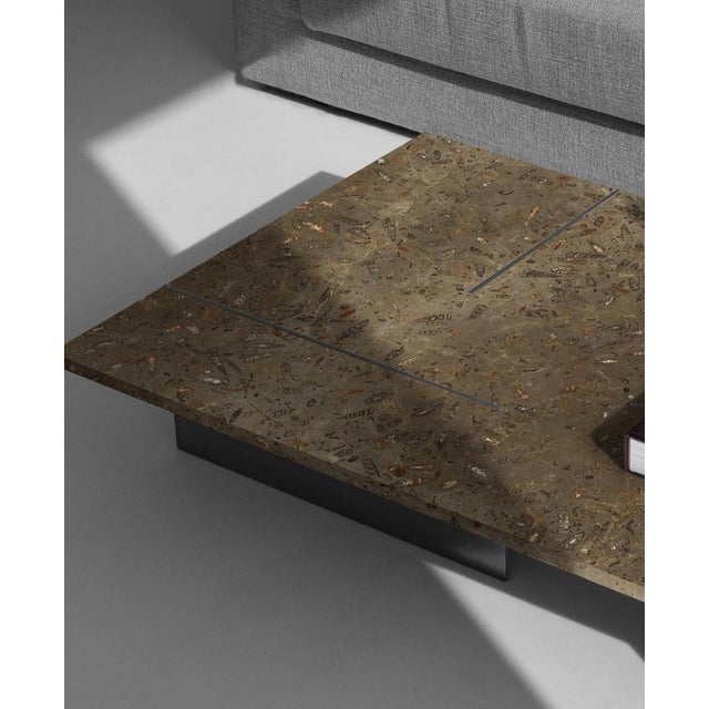 Contemporary Memoria Coffee Table in Jurassic Fossil Stone by Nerinea For Sale - Image 3 of 6