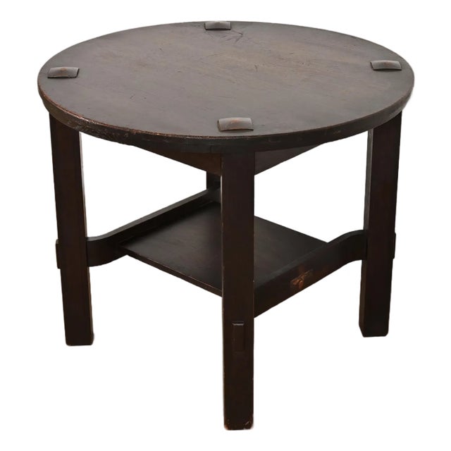 Miller Cabinet Co. Antique Mission Oak Arts & Crafts Center Table or Lamp Table, Circa 1910 For Sale