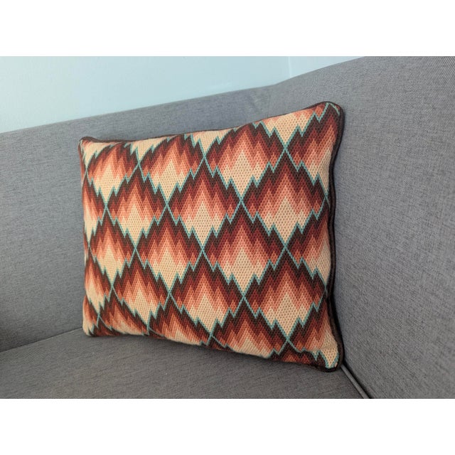 Mid 20th Century Vintage 1960s Chevron Needlepoint Pillow For Sale - Image 5 of 8